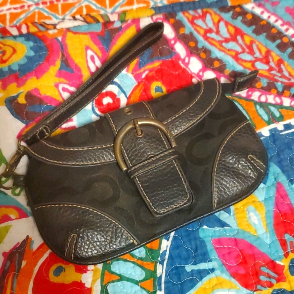 Coach Black Signature Wristlet